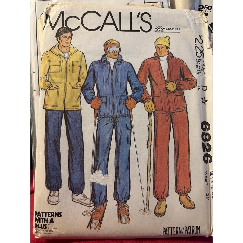 McCall's Vintage Sewing Pattern 6826 Men's Sz 38 Waist 32" Jacket & Pants Uncut